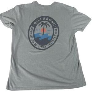 Billabong‎ Nowhere To Be T-Shirt Men's Small Palm Tree Wave Graphic Grey